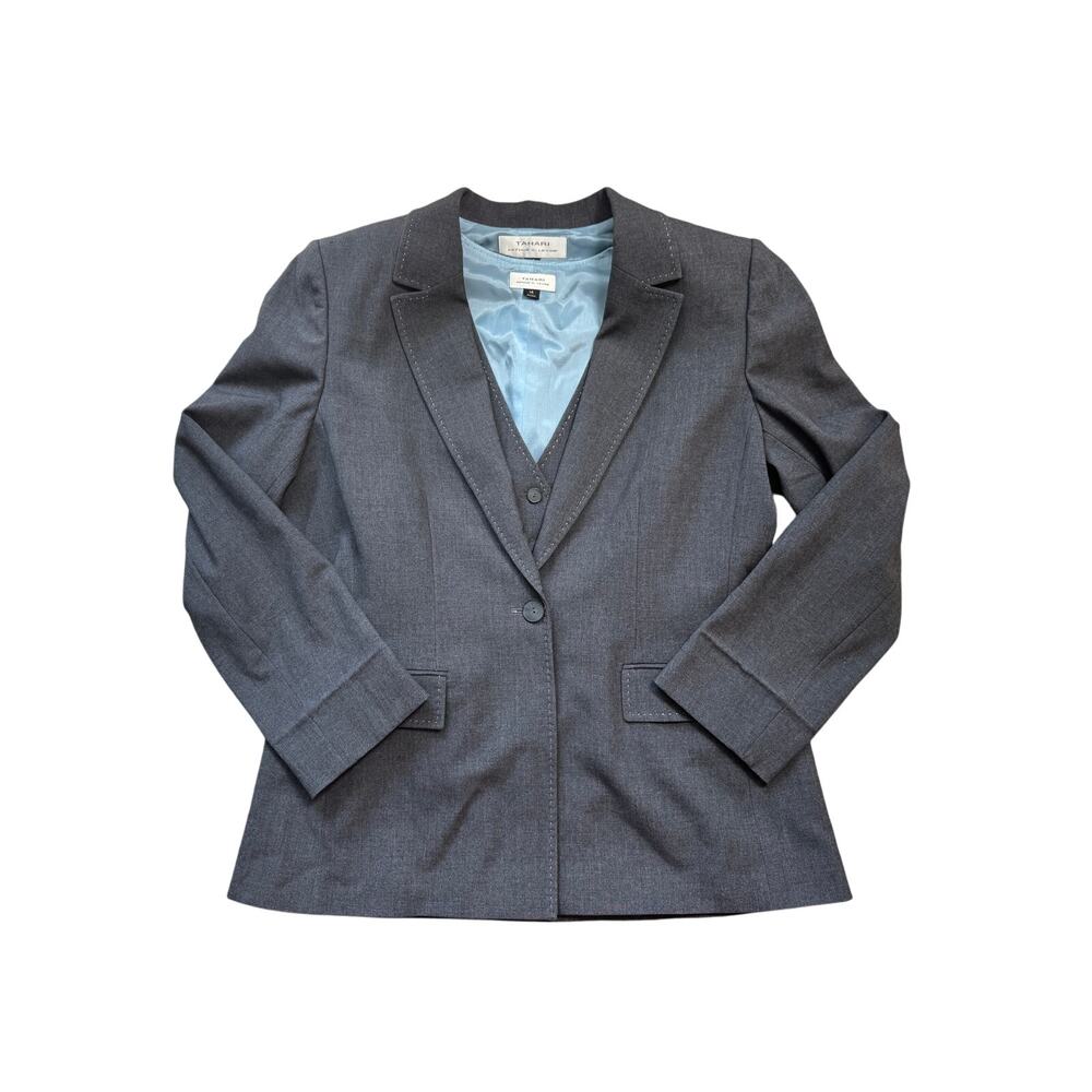 Tahari Arthur S. Levine Women's Blazer & Vest Size 14 Gray 2 Piece Suit Set